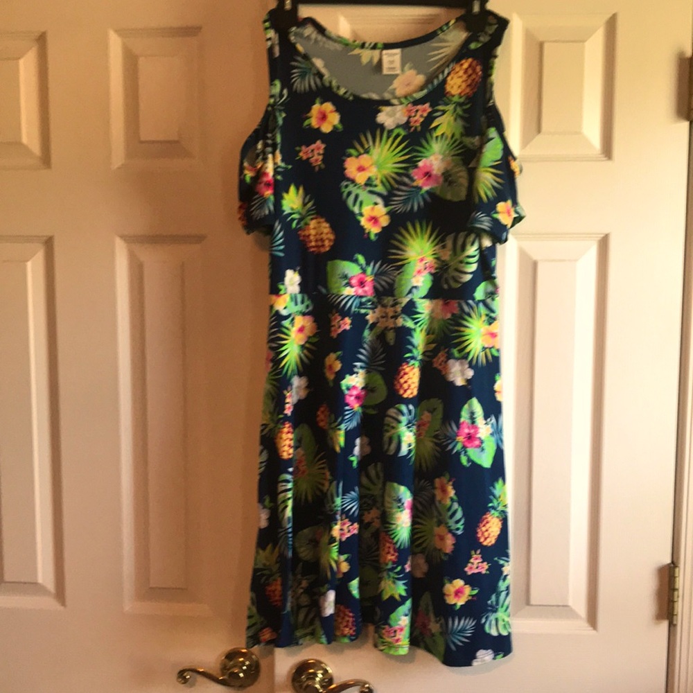 Tropical loose sleeve dress